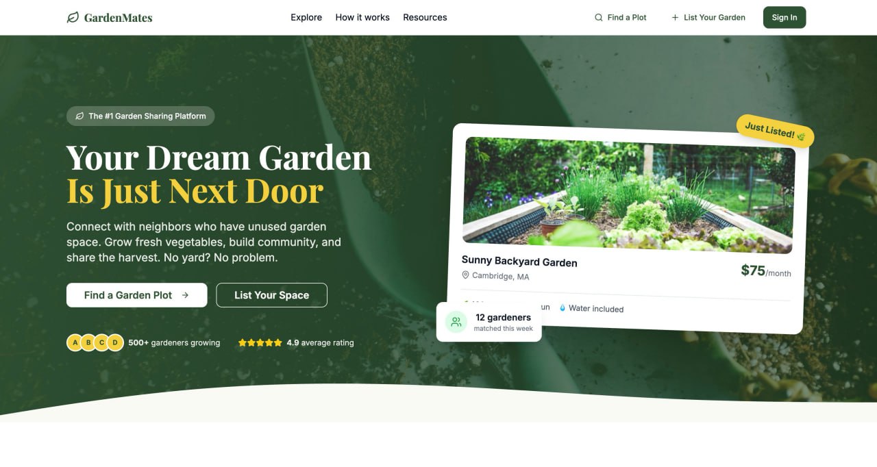 GardenMates app preview